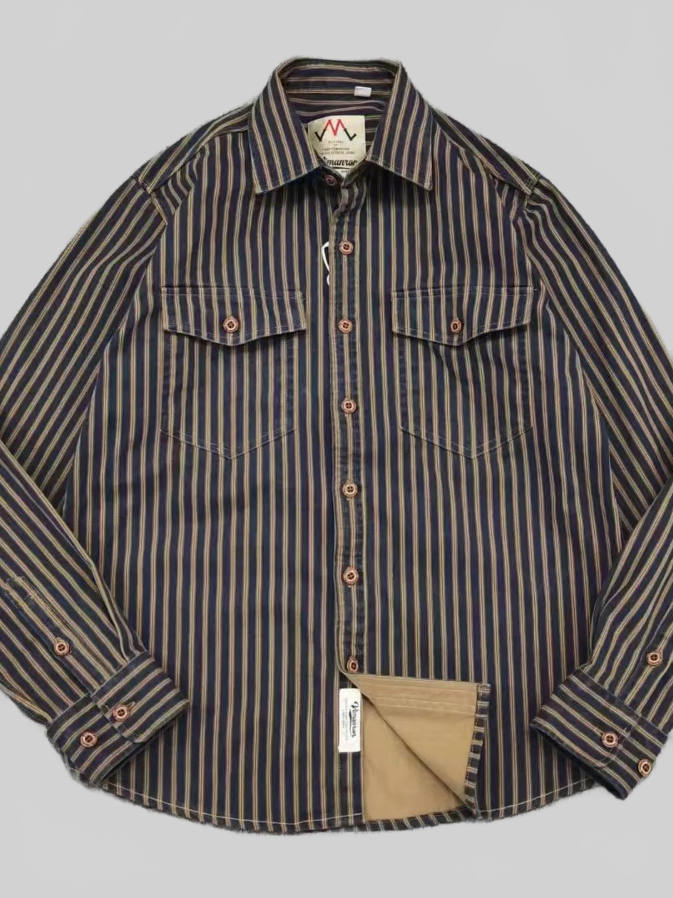 Men's Plus Size Striped Button Up Long Sleeve Shirt nicholesgifts
