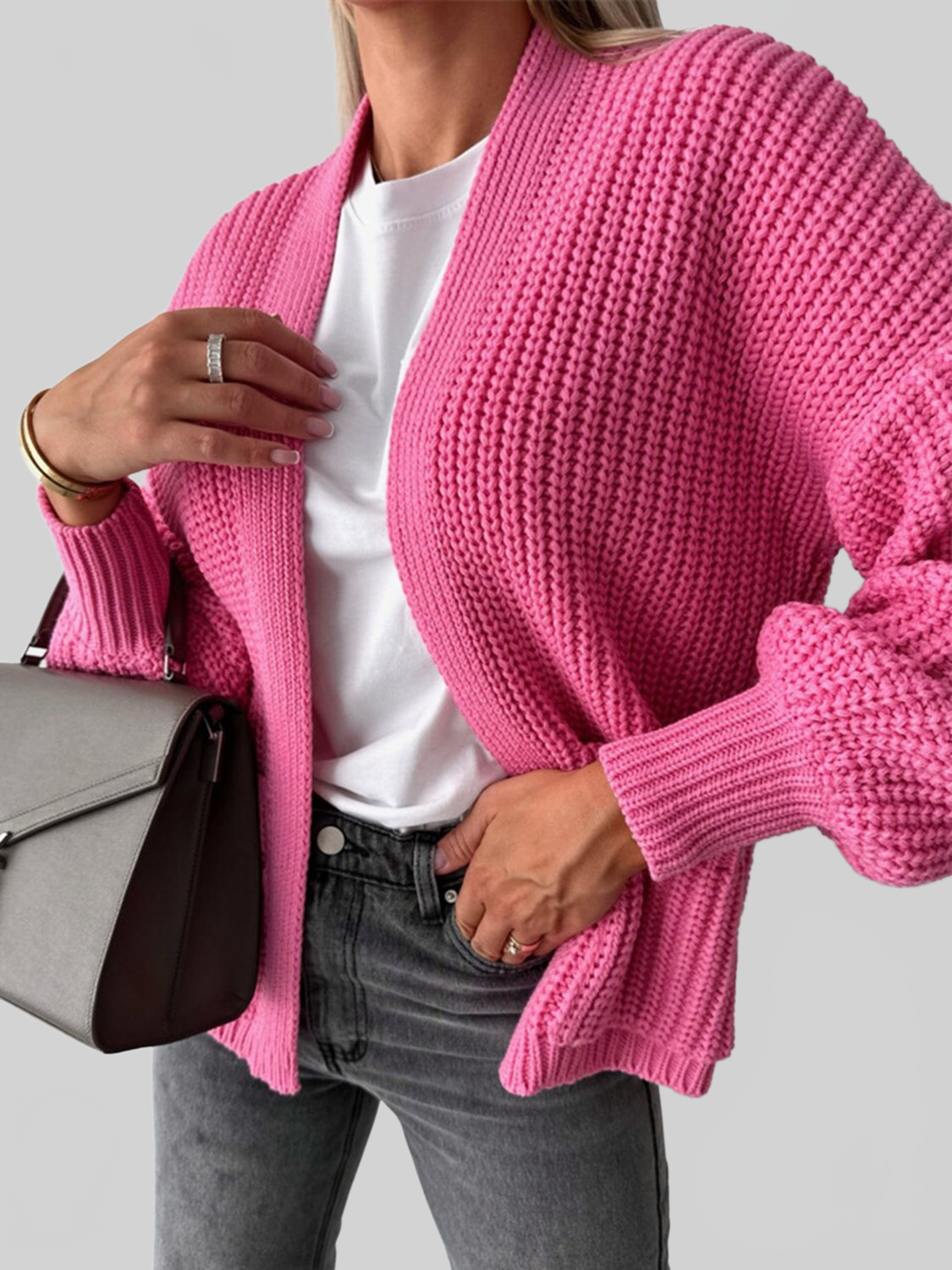 Open Front Dropped Shoulder Cardigan nicholesgifts