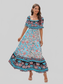 Floral Flounce Sleeve Midi Dress nicholesgifts