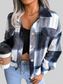 Plaid Collared Neck Long Sleeve Jacket nicholesgifts