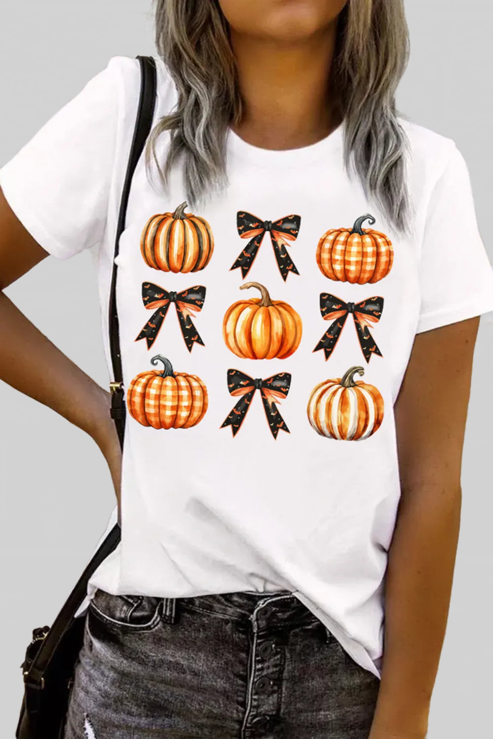 Pumpkin Round Neck Short Sleeve T-Shirt nicholesgifts