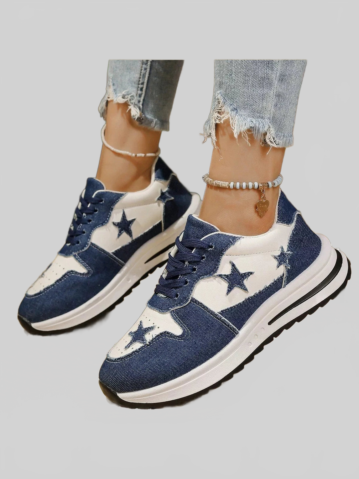 Star Lace Up Sneakers Trendsi
