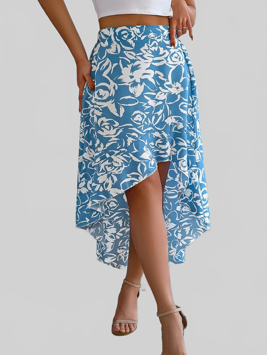 High-Low Printed High Waist Skirt nicholesgifts