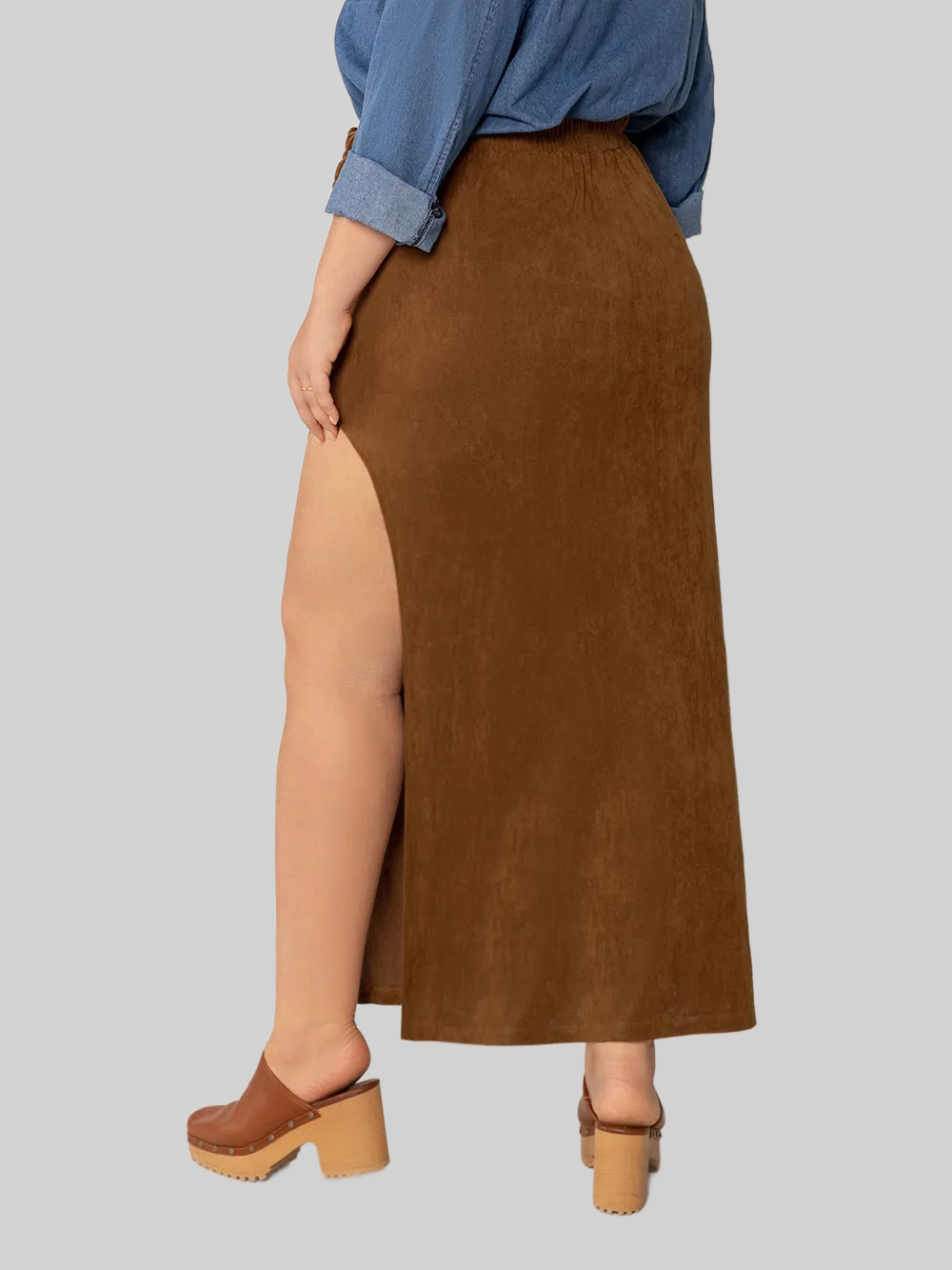 Plus Size Ruffled Slit High Rise Skirt nicholesgifts