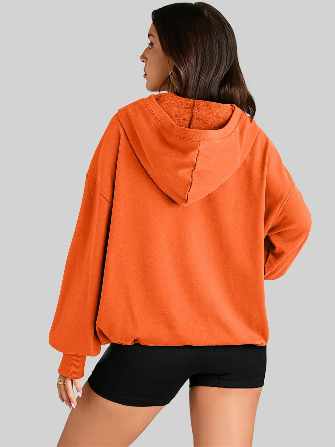 Pocketed Half Zip Long Sleeve Hoodie NicholesGifts