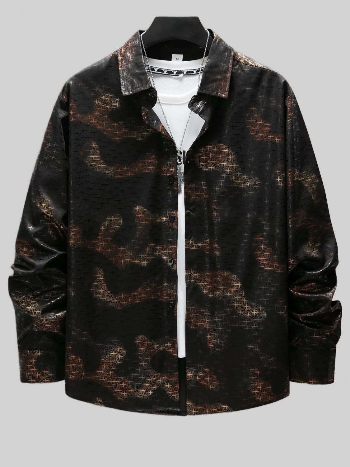 Men's Full Size Collared Neck Long Sleeve Shirt Plus Size nicholesgifts