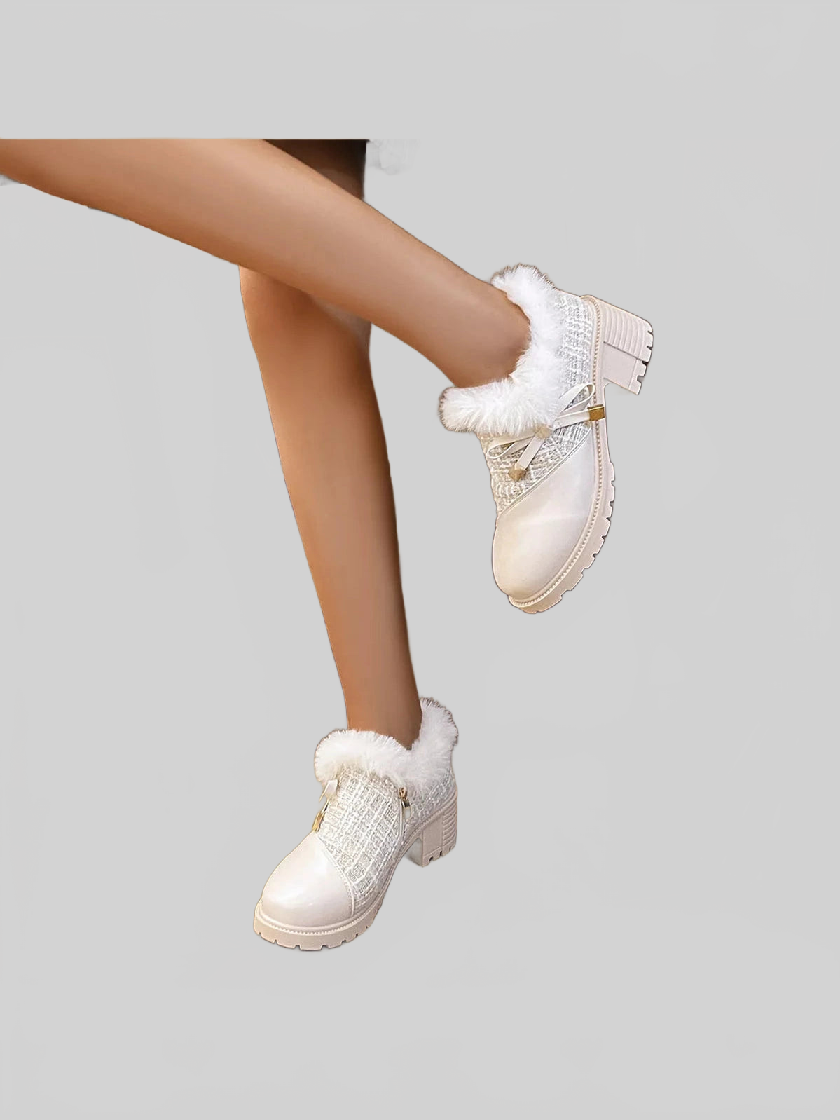 Round Toe Block Heels Boots nicholesgifts