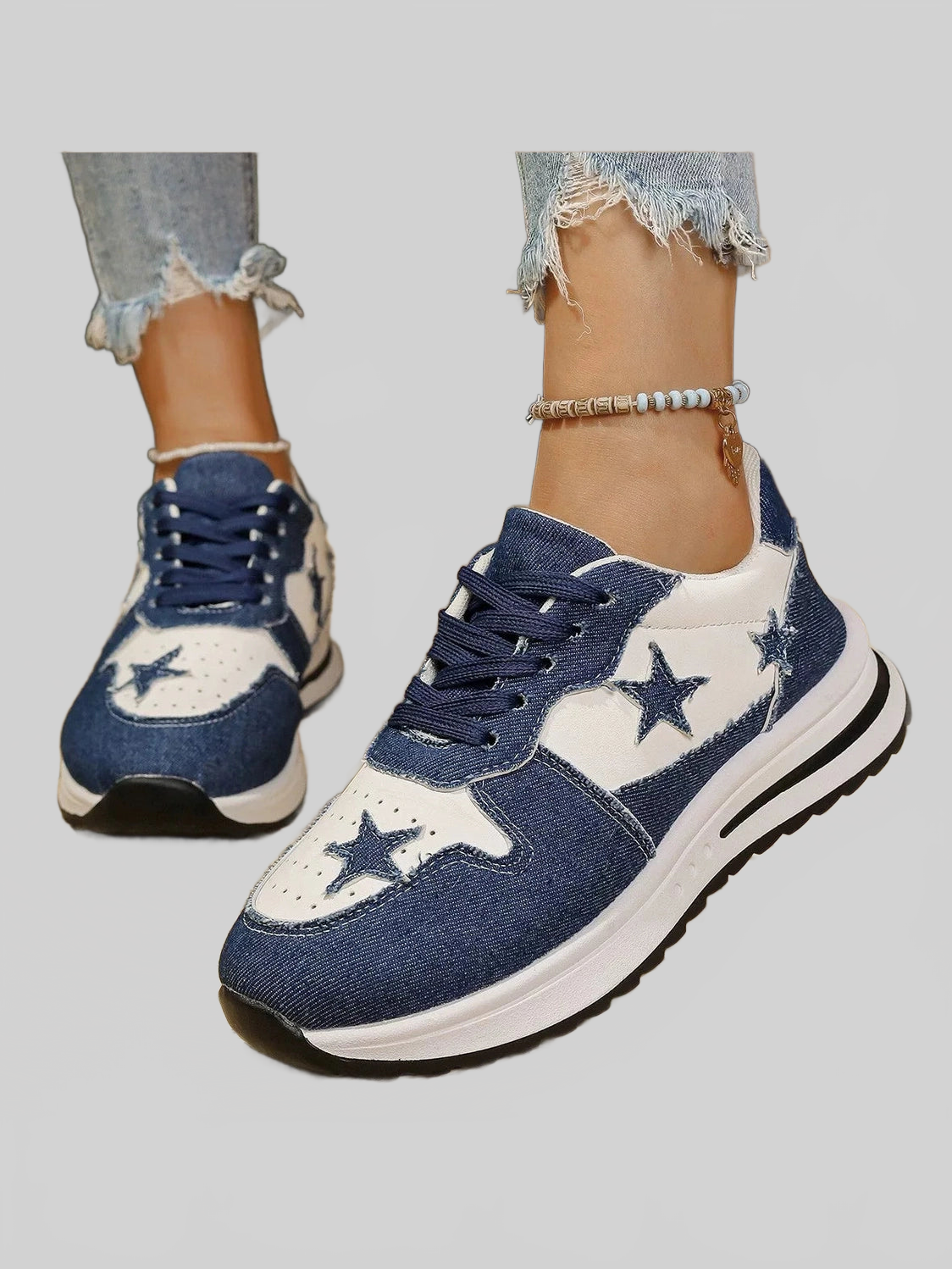 Star Lace Up Sneakers Trendsi