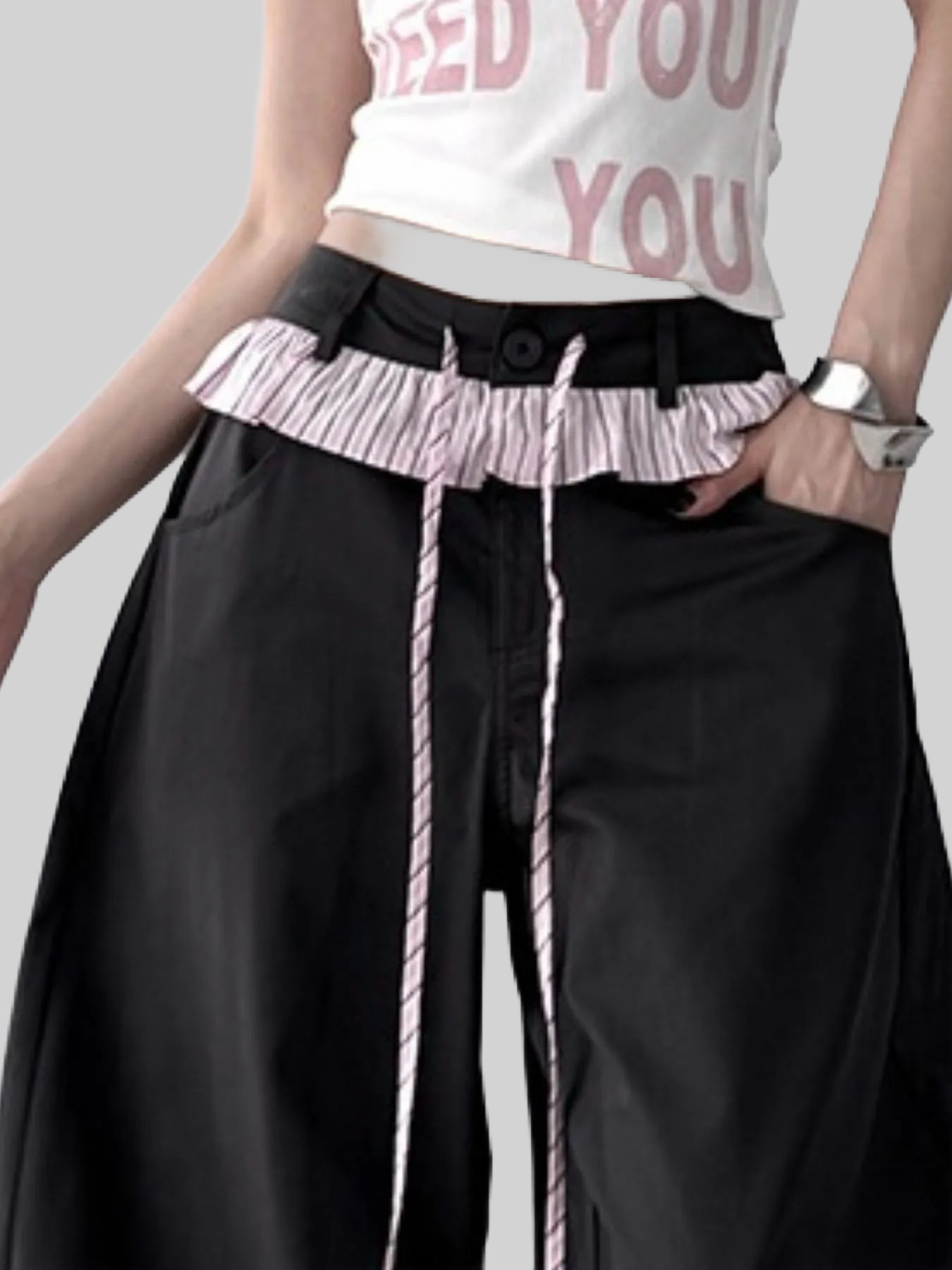 Women Wide Leg Drawstring Casual Pants nicholesgifts