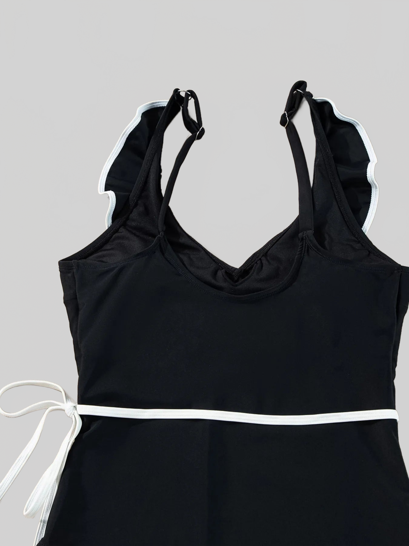 Women Ruffle Trim V-Neck One-Piece Swimsuit nicholesgifts