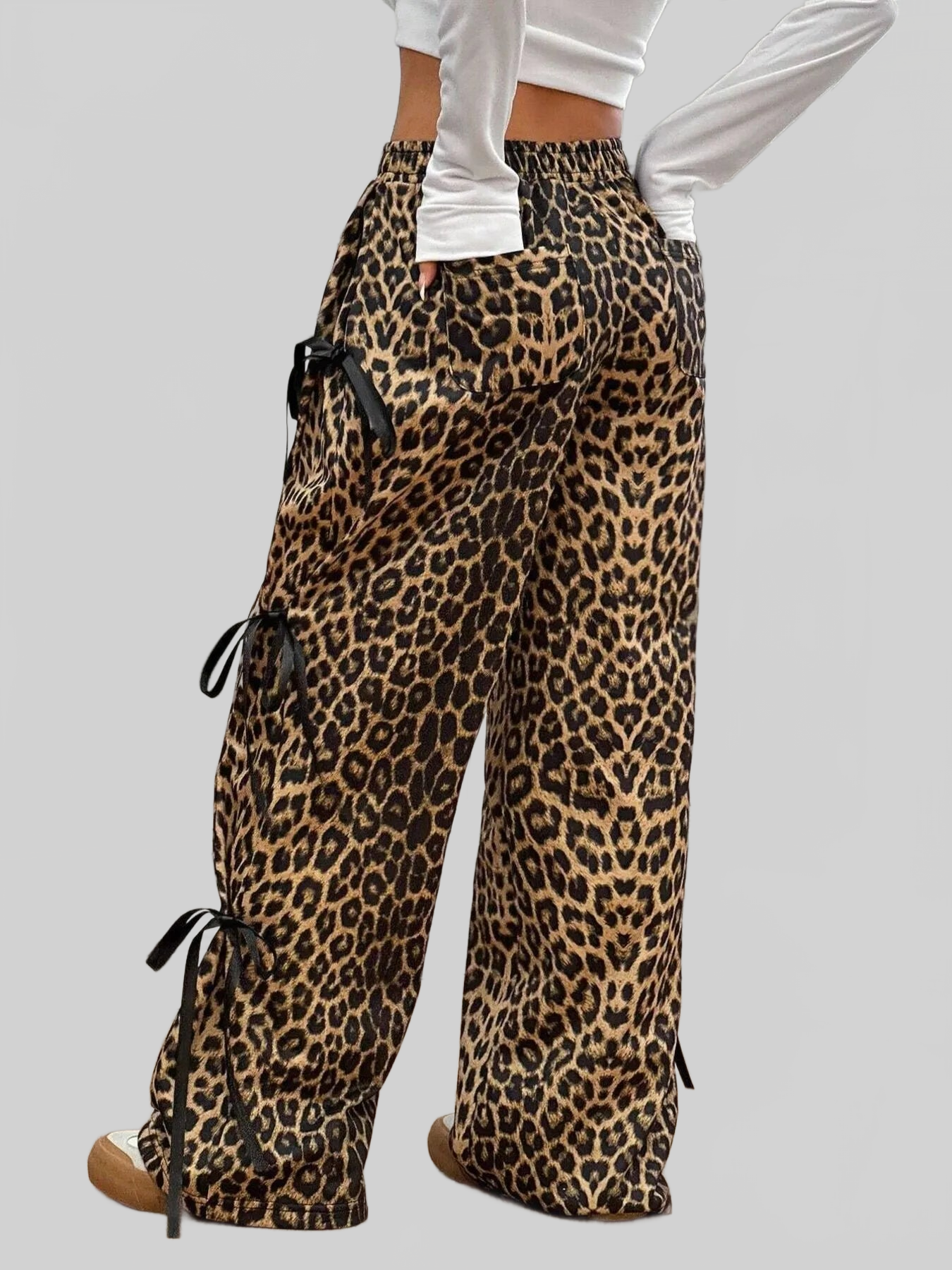 Women Cargo Wide Leg Pants with Side Tie Details nicholesgifts