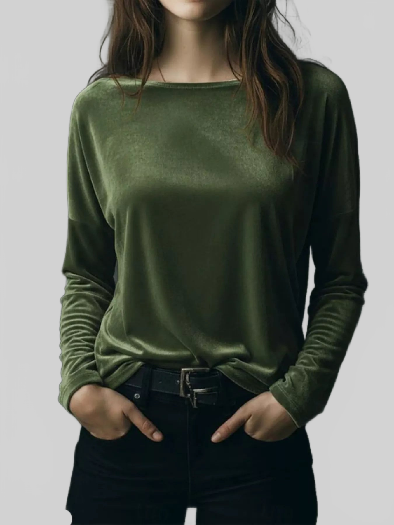 Full Size Velvet Long Sleeve T-Shirt Plus Size nicholesgifts