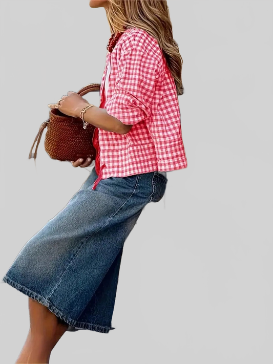 Plaid Zip Up Long Sleeve Jacket NicholesGifts