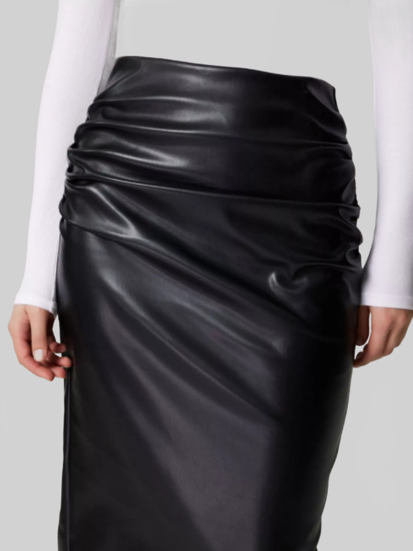 Women Slit Back Leather Skirt nicholesgifts