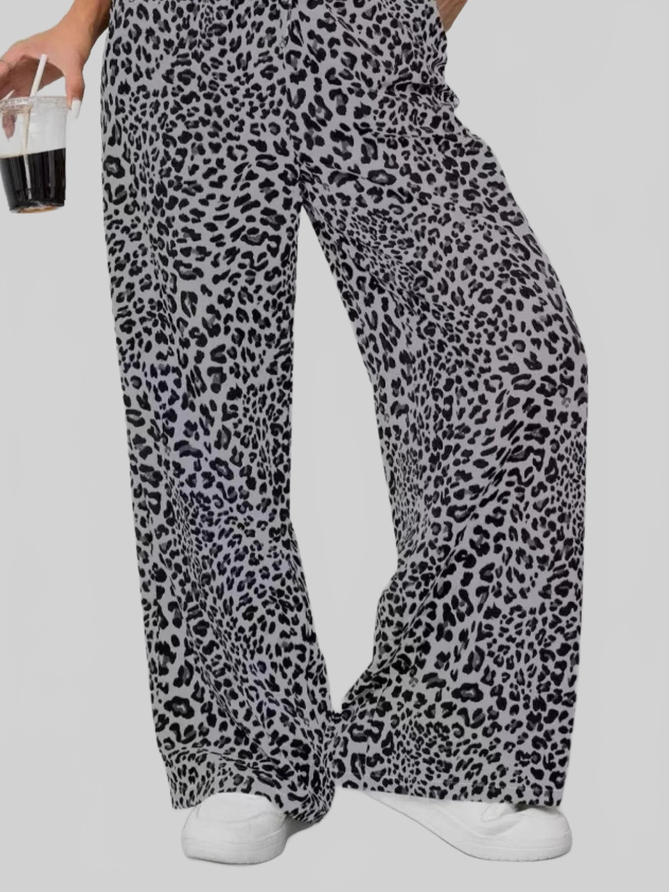 Women Leopard Print Wide Leg Pants nicholesgifts