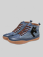 Women Cat Print Striped Ankle Sneakers NicholesGifts