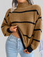 Striped Mock Neck Dropped Shoulder Sweater NicholesGifts