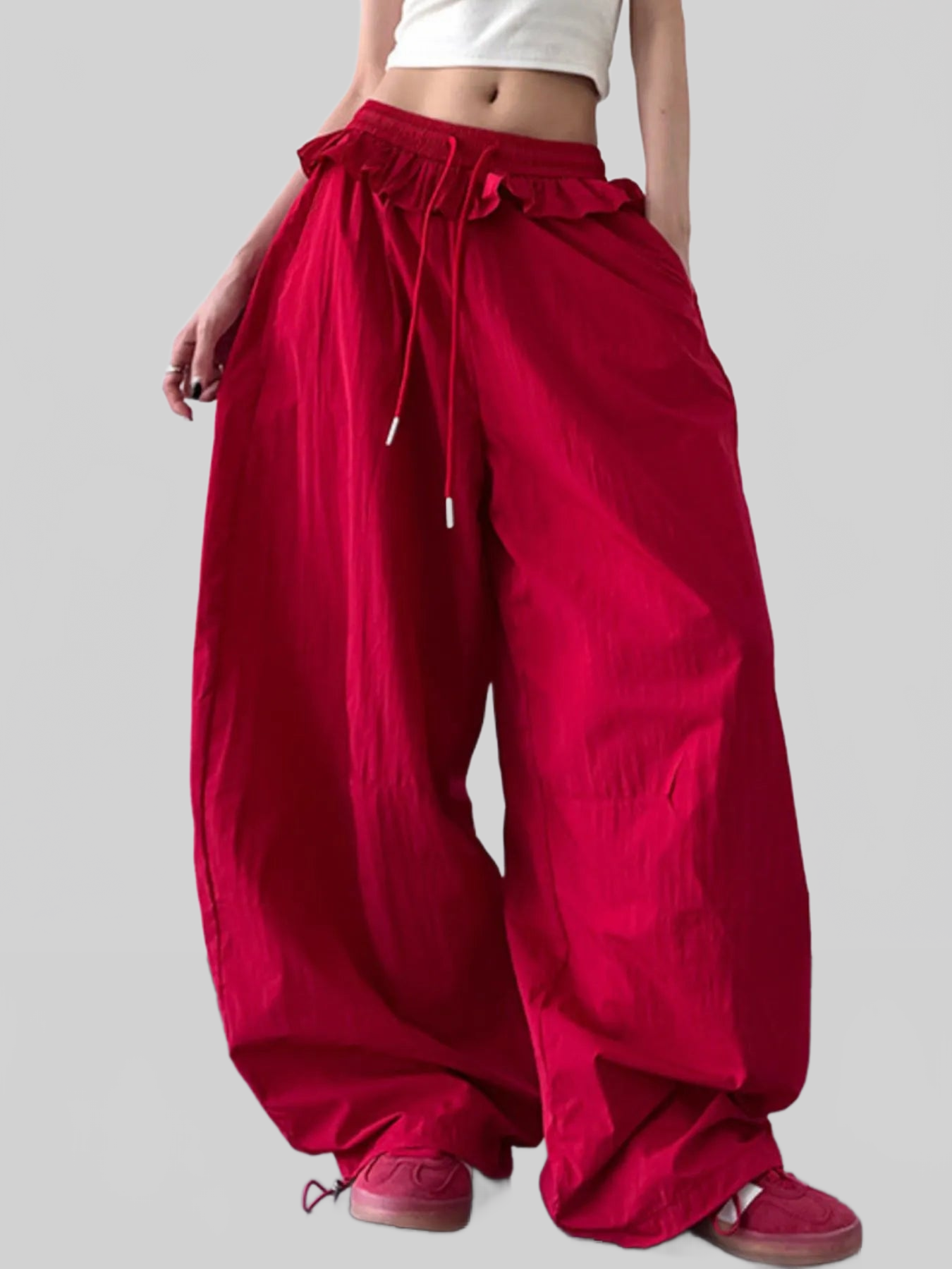 Women Drawstring Wide Leg Pants nicholesgifts