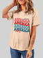 Women America Round Neck Short Sleeve T-Shirt nicholesgifts