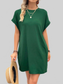 Women Pocketed Round Neck Short Sleeve Dress NicholesGifts