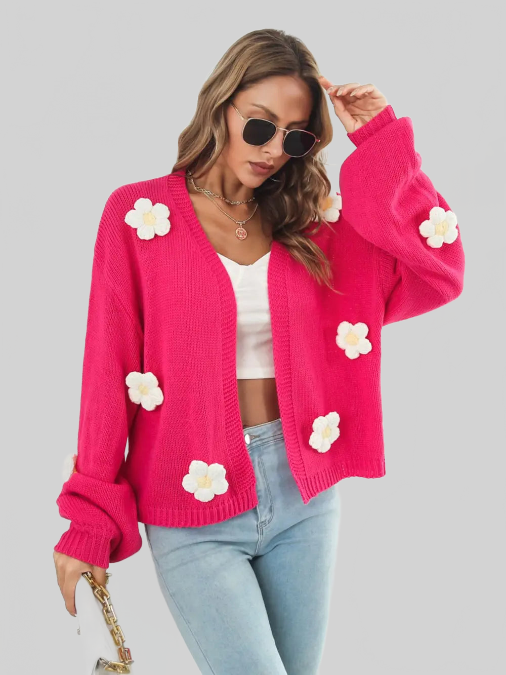 Floral Open Front Long Sleeve Cardigan nicholesgifts