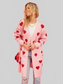 Women Heart Graphic Open Front Cardigan with Pockets nicholesgifts