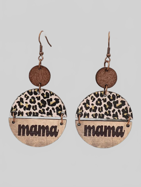 Wooden Leopard Round Shape Earrings nicholesgifts