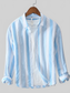 Men's Plus Size Striped Button Up Long Sleeve Shirt nicholesgifts
