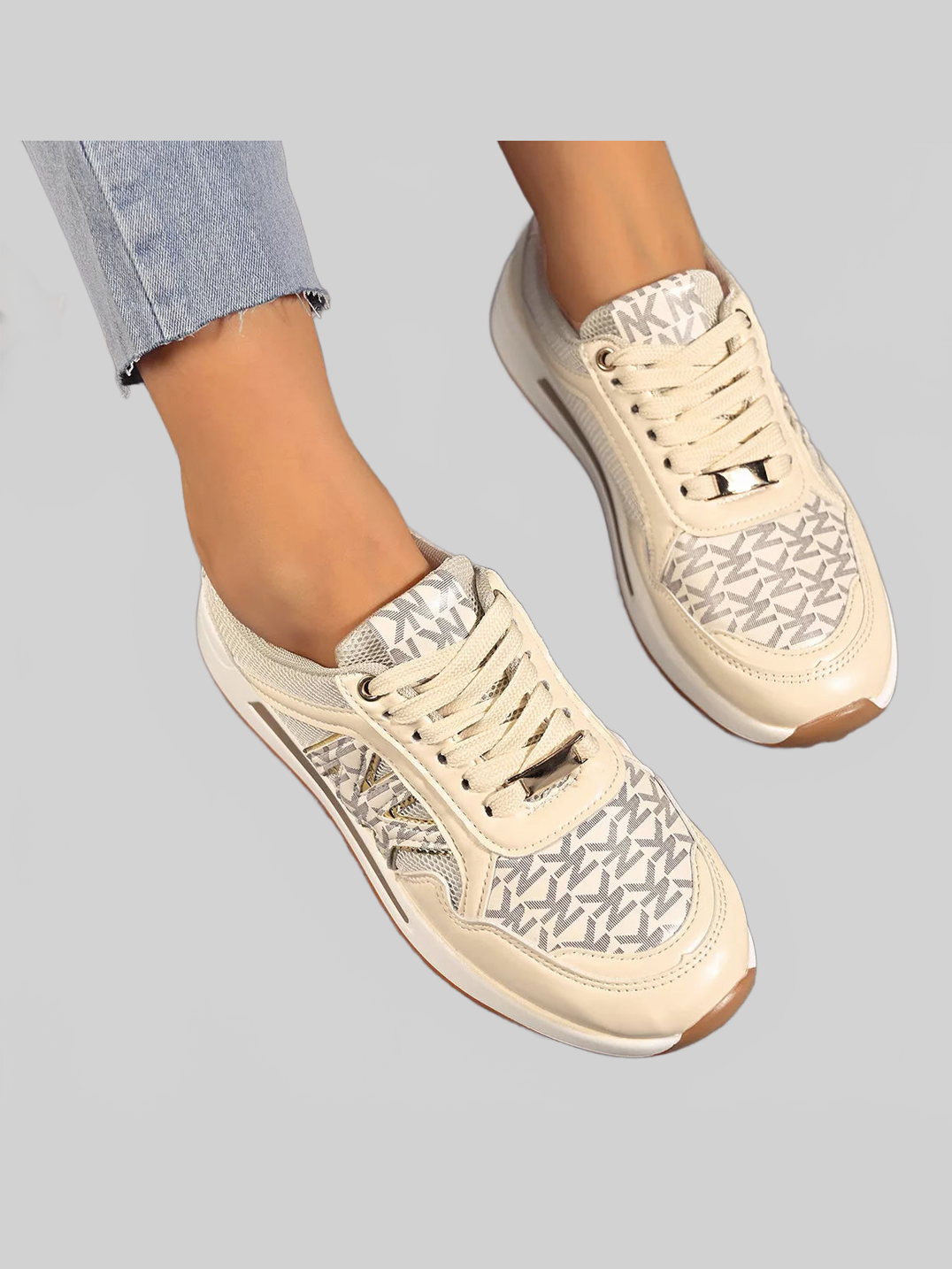 Women Lace Up Round Toe Sneakers nicholesgifts