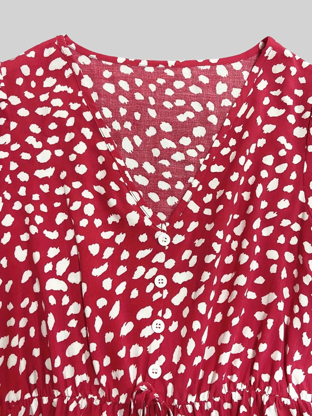 Printed V-Neck Short Sleeve Mini Dress nicholesgifts