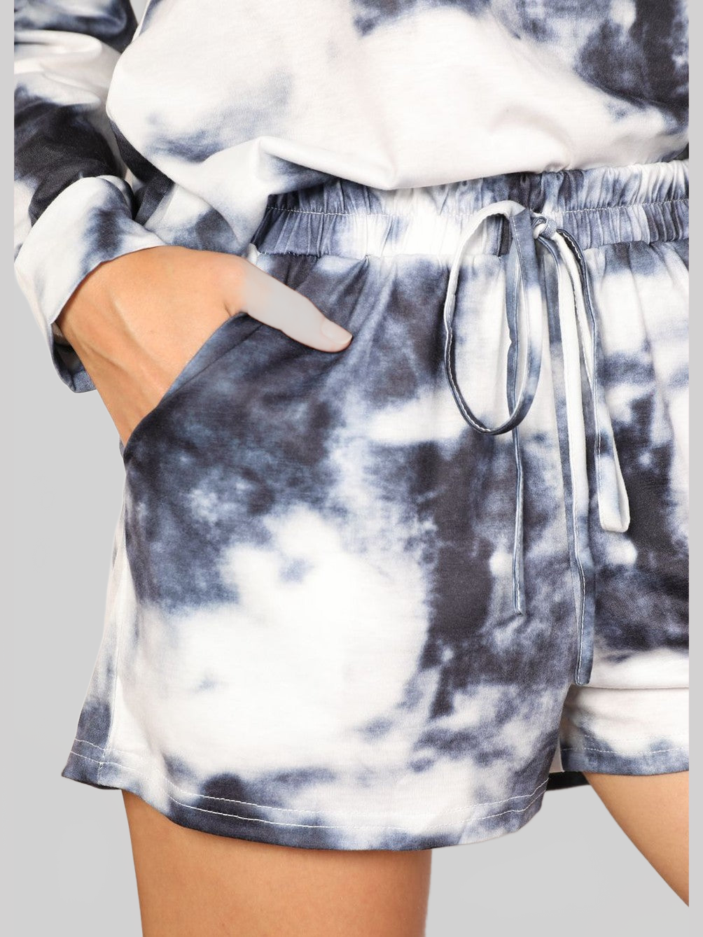 Shiny Tie-Dye Round Neck Top and Shorts Lounge Set nicholesgifts