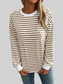 Women Ivy Lane Striped Round Neck Long Sleeve Sweatshirt nicholesgifts