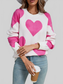 Women Angel Wings Contrast Heart Dropped Shoulder Long Sleeve Sweater NicholesGifts