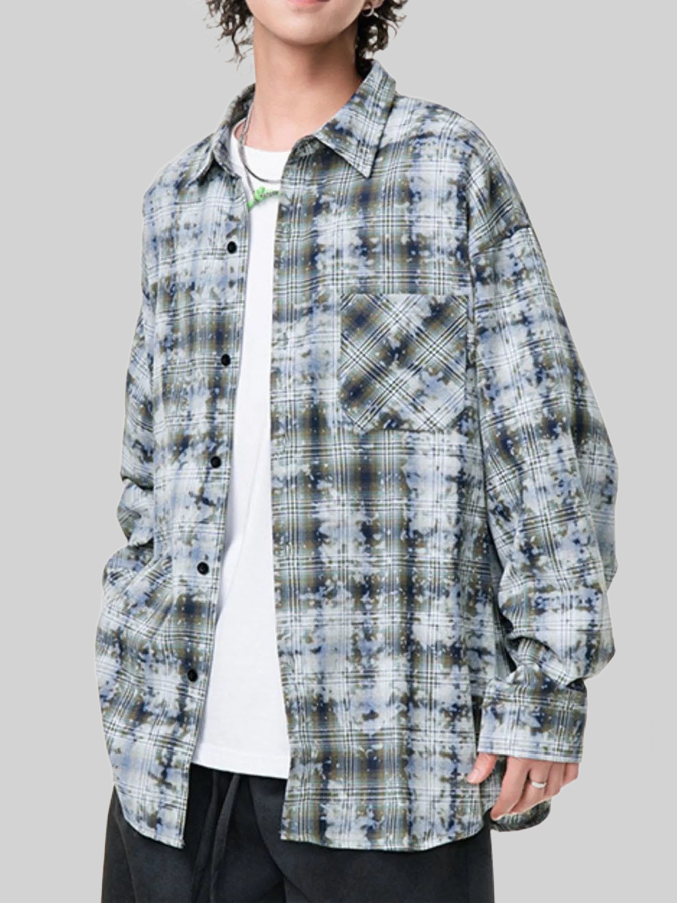 Men's Plus Size Plaid Button Up Long Sleeve Shirt nicholesgifts