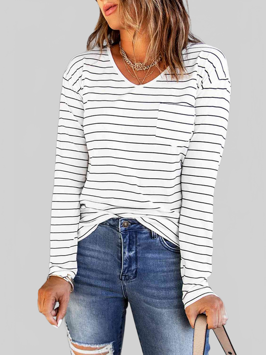Women Striped Long Sleeve T-Shirt NicholesGifts