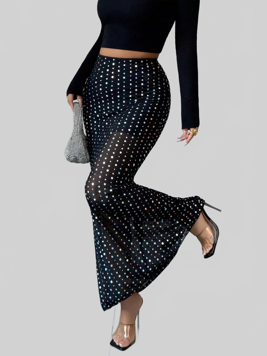 Women Polka Dot Maxi Skirt nicholesgifts