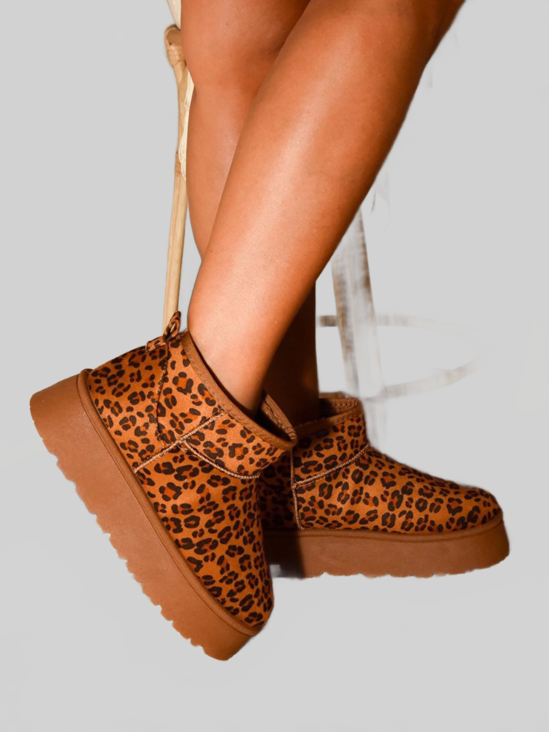 Women Wild Diva Thermal Furry Leopard Platform Booties NicholesGifts