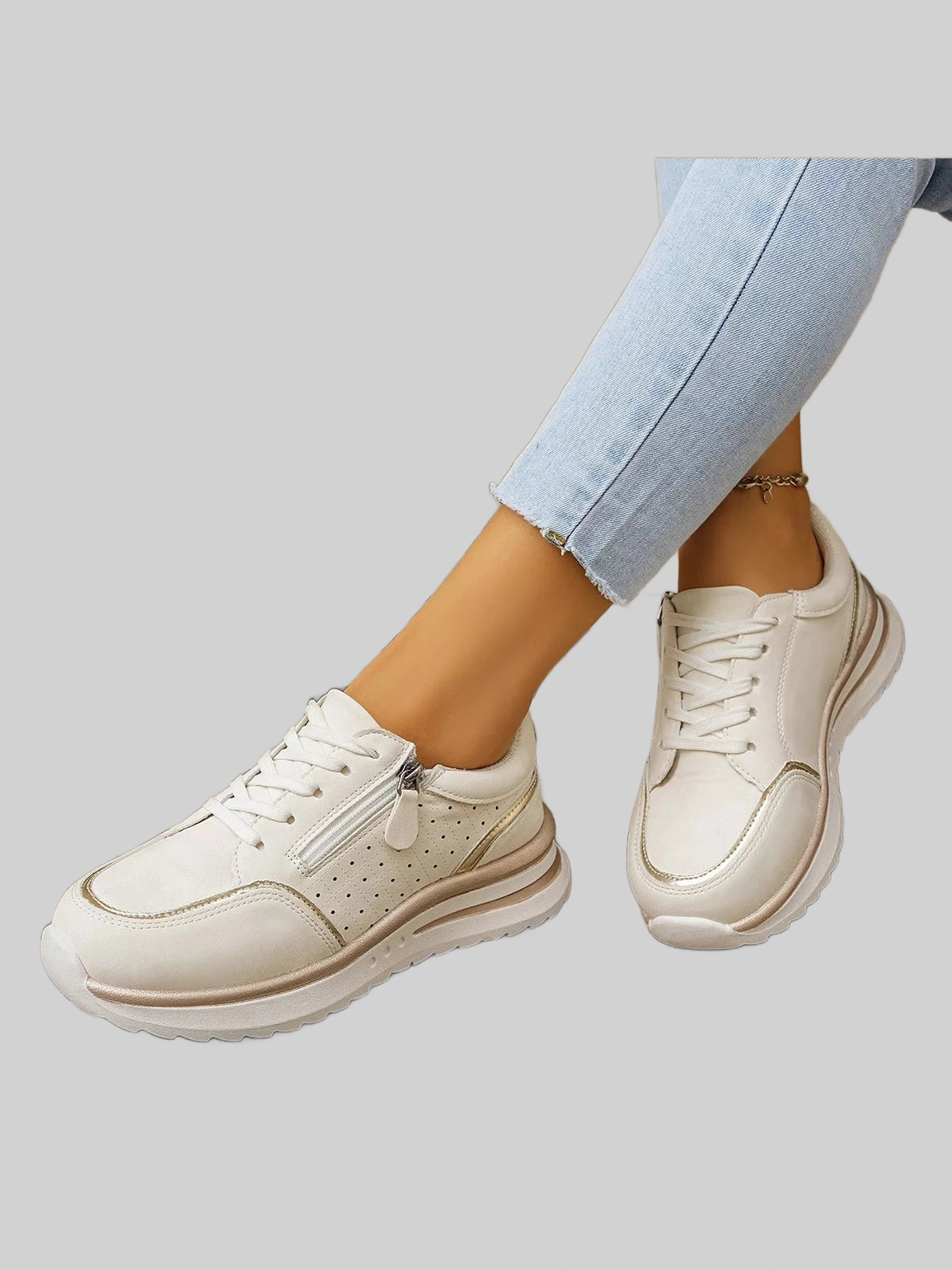 Round Toe Lace Up Sneakers nicholesgifts