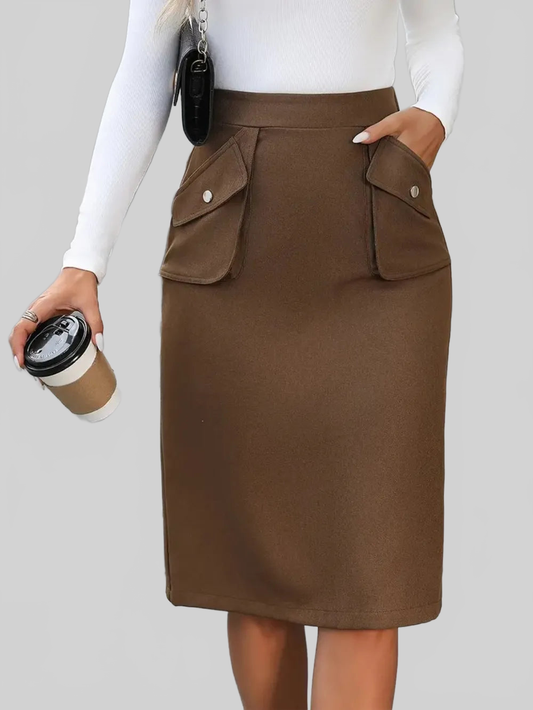 Elastic Waist Skirt with Pockets nicholesgifts