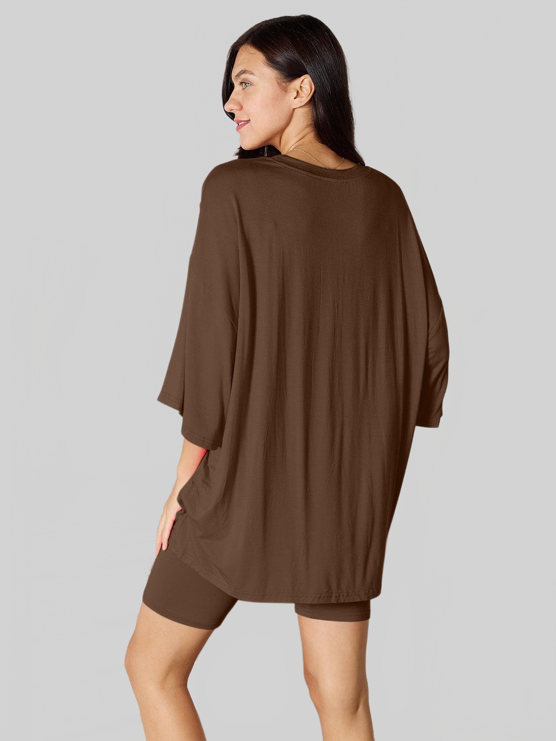 NicholesGifts Women Basic Bae Full Size Soft Rayon Three-Quarter Sleeve Top and Shorts Set nicholesgifts