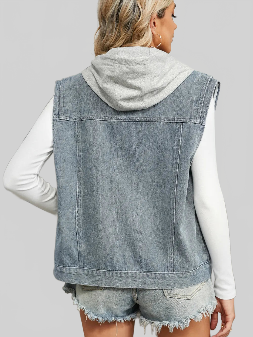 Pocketed Button Up Sleeveless Denim Jacket nicholesgifts