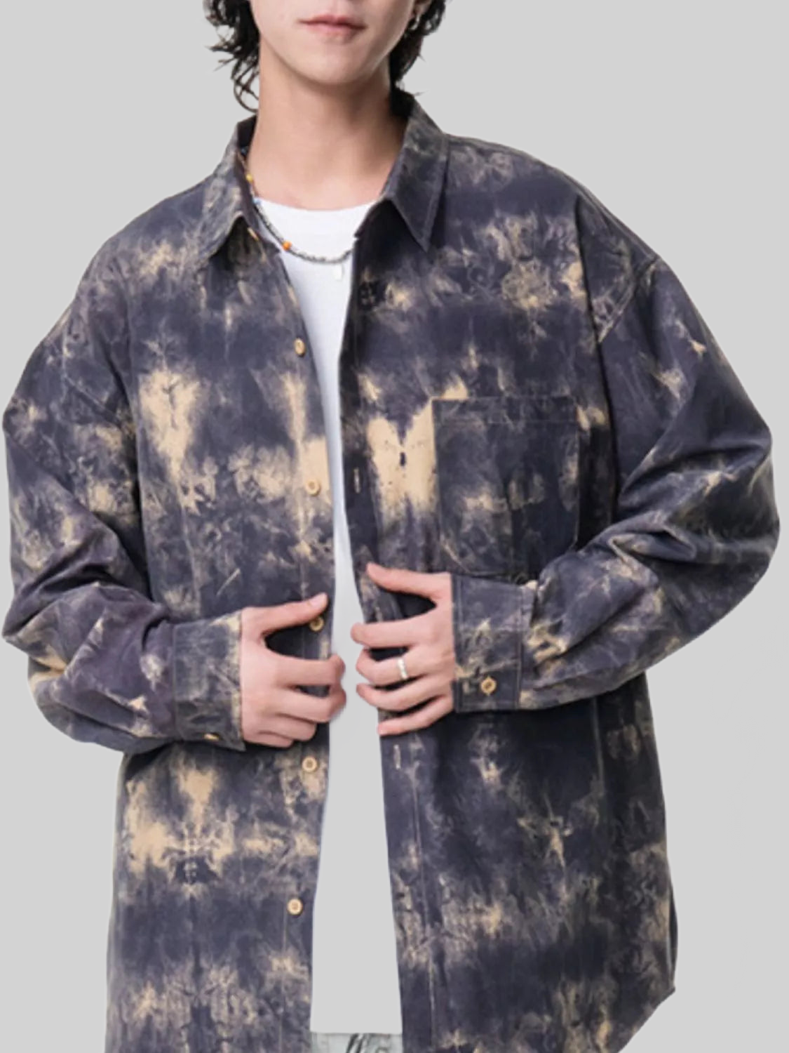 Men's Plus Size Tie-Dye Button-Up Shirt nicholesgifts