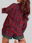 Plaid Contrast Patched Christmas Holiday Long Sleeve Shirt and Short 2pcs Pajama Set nicholesgifts