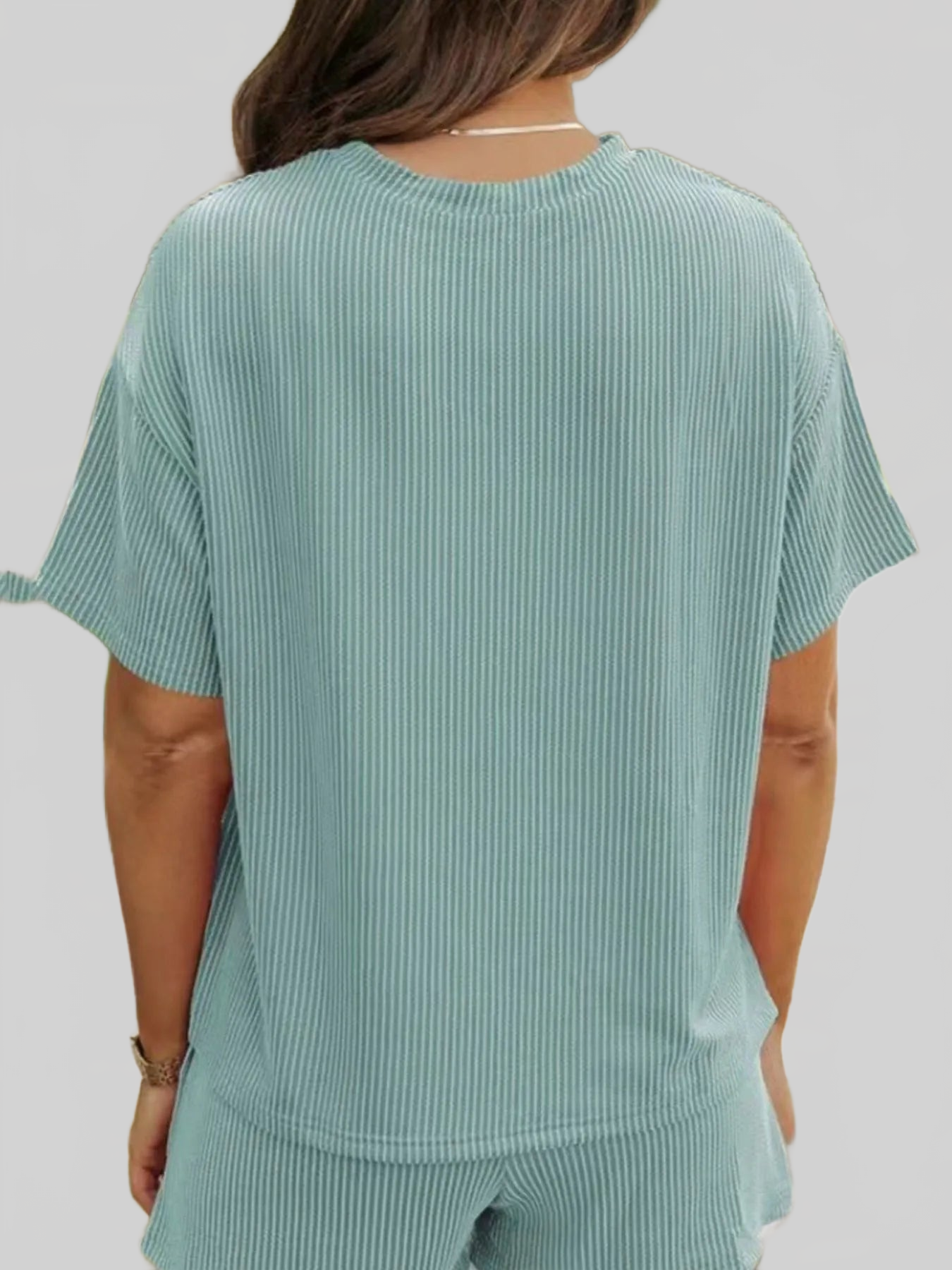 Full Size Ribbed Short Sleeve Top and Shorts Two-Piece Set Plus Size nicholesgifts