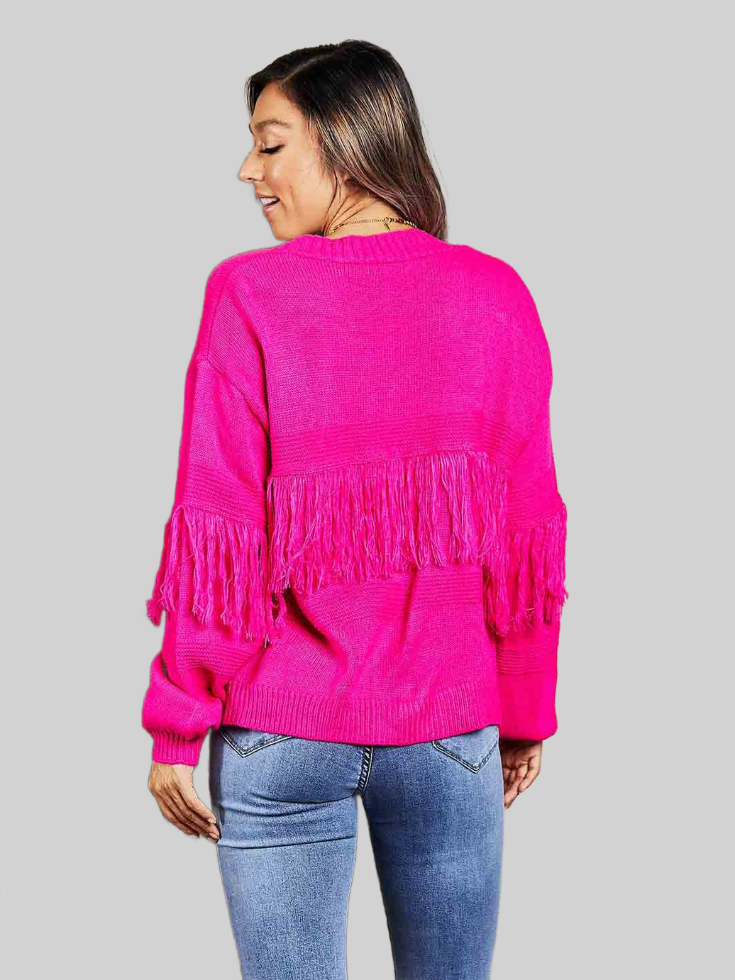 Angel Wings Fringe Trim Open Front Cardigan nicholesgifts