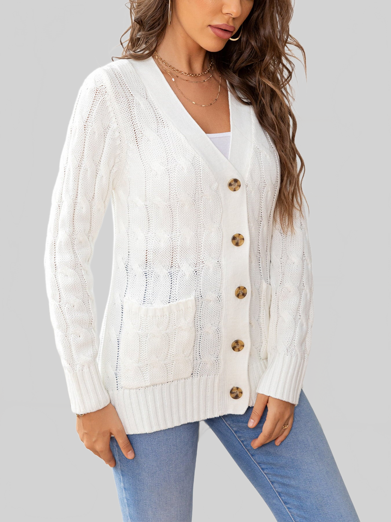 Button Down Cable-Knit Cardigan nicholesgifts