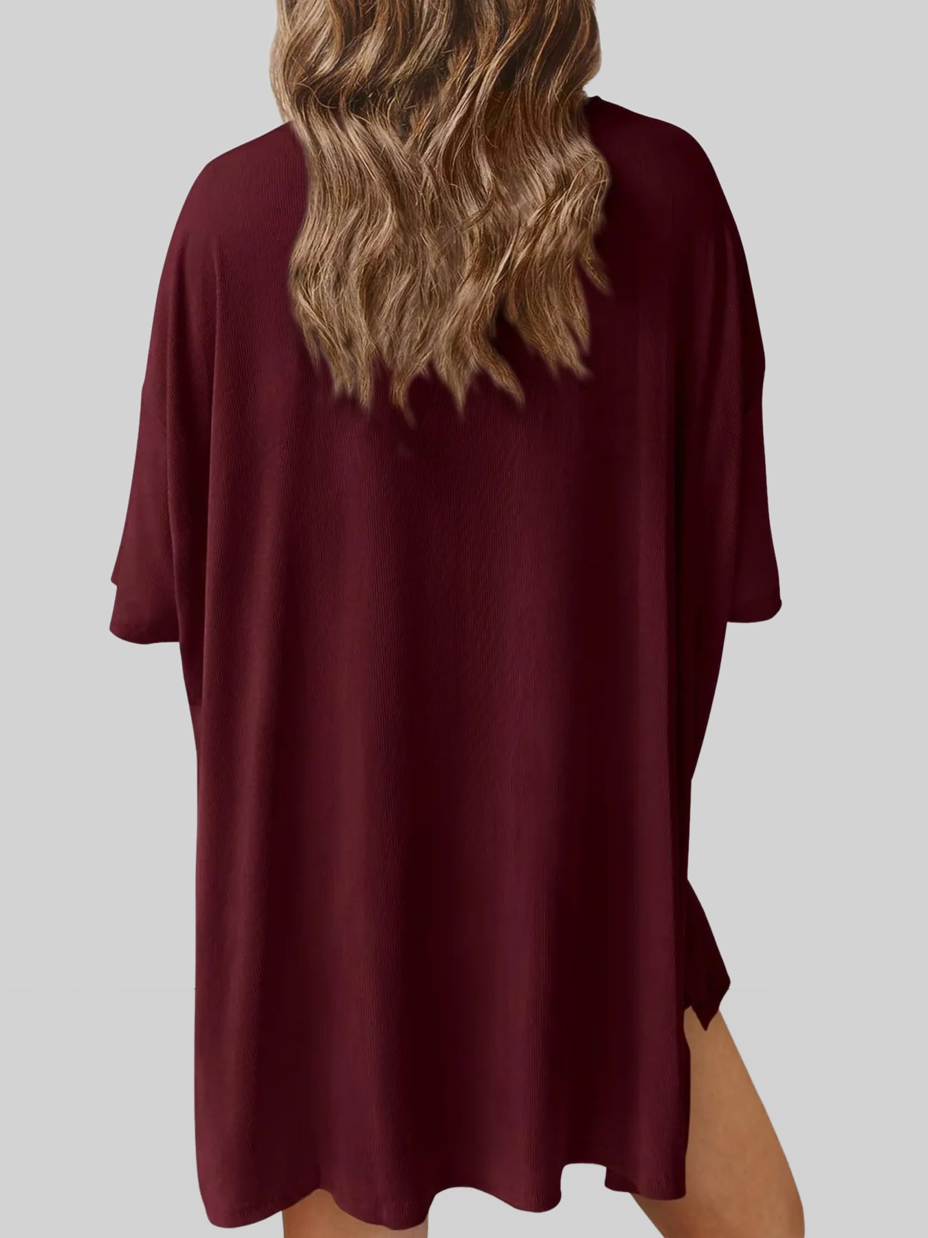 Full Size Oversized Slit Round Neck Top and Shorts Lounge Set Plus Size nicholesgifts