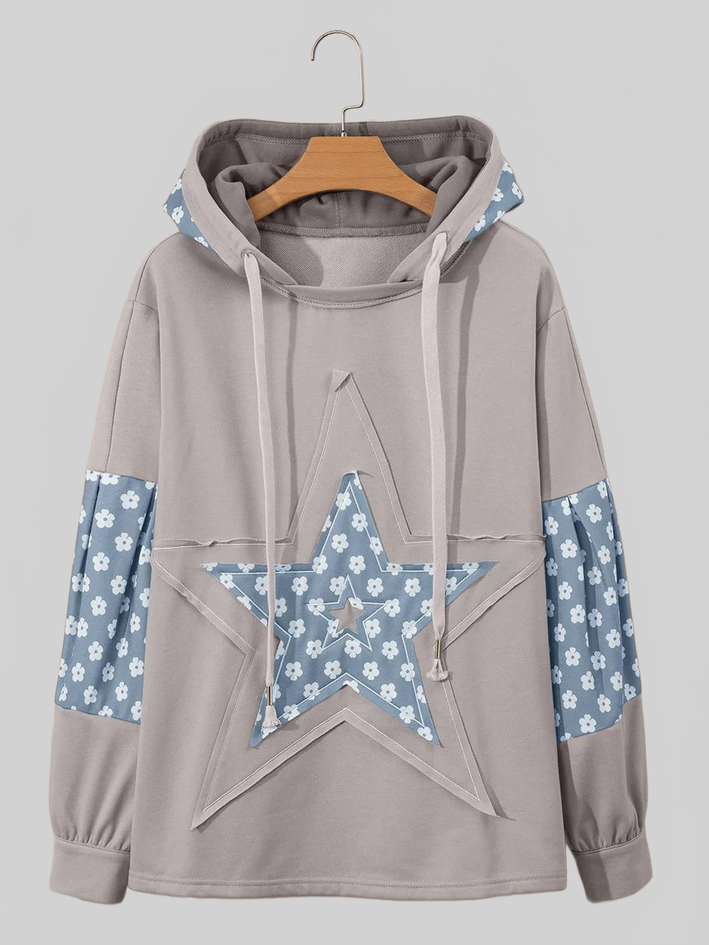 Drawstring Star Long Sleeve Hoodie nicholesgifts