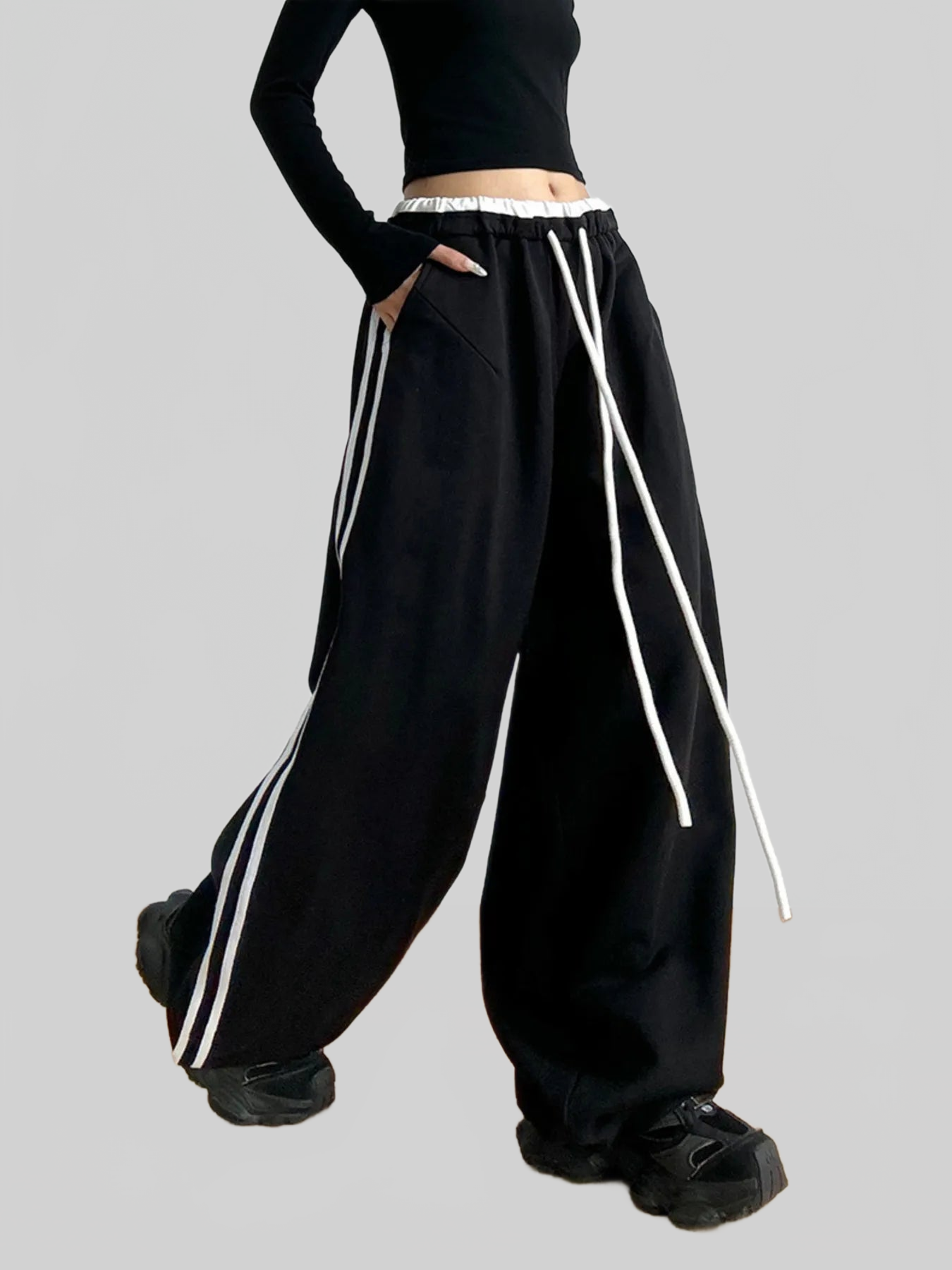 Women Wide Leg Drawstring Pants nicholesgifts