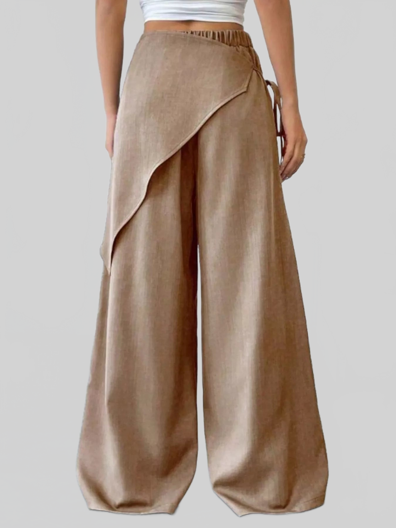Women Wrap-Front Wide-Leg Pants nicholesgifts